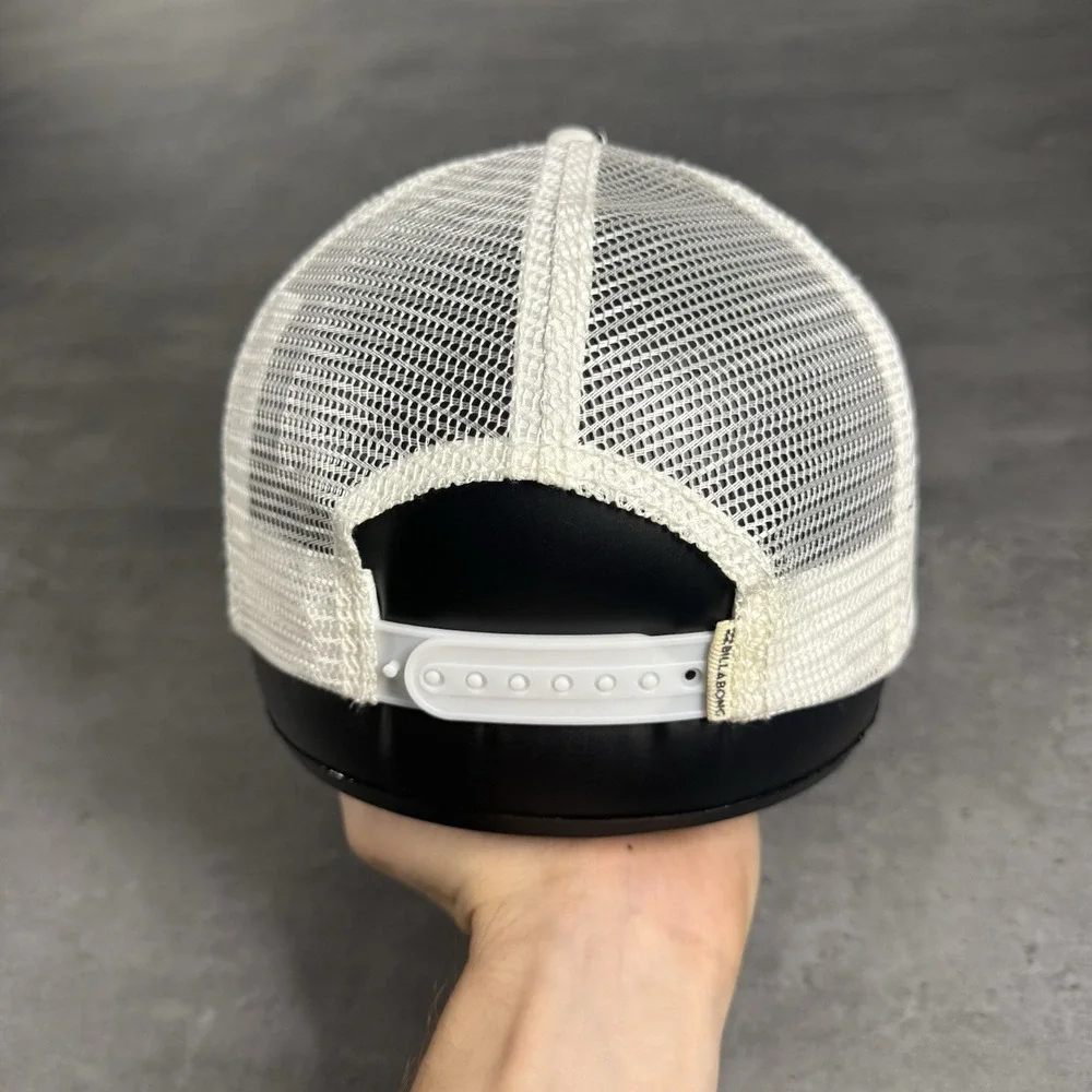 Billabong Snapback Hat Black Stripe Geometric Foam Mesh Trucker‎ Cap Surf Skate